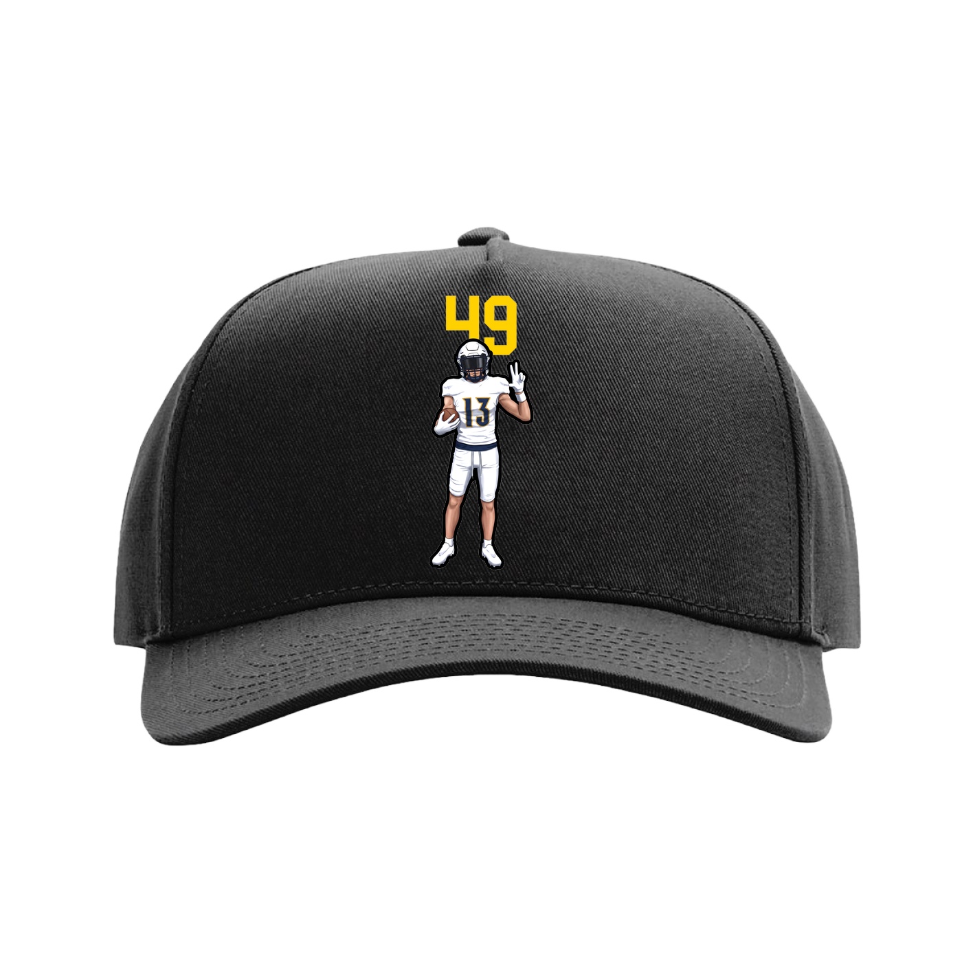 Full Fabric Five-Panel Champ Cap — Number Top in Black