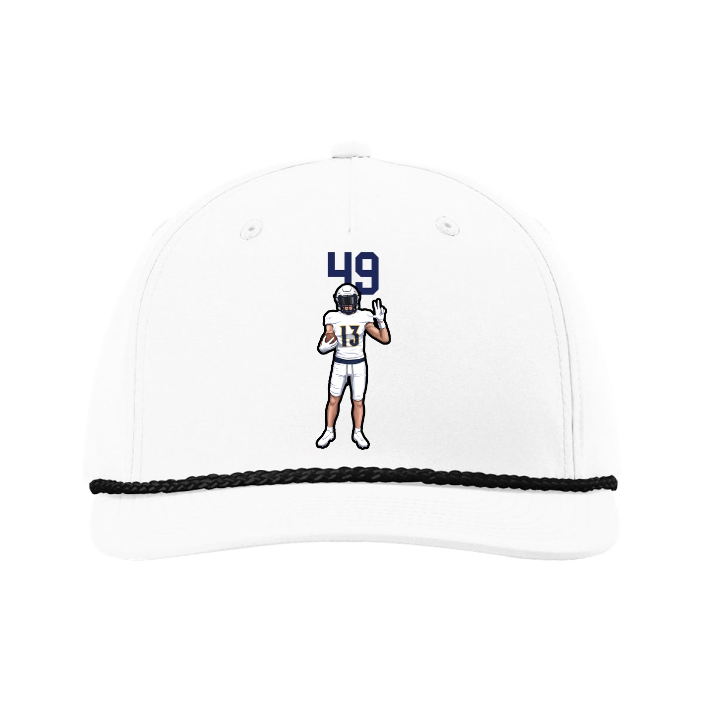 Five-Panel Classic Rope Cap — Number Top in White