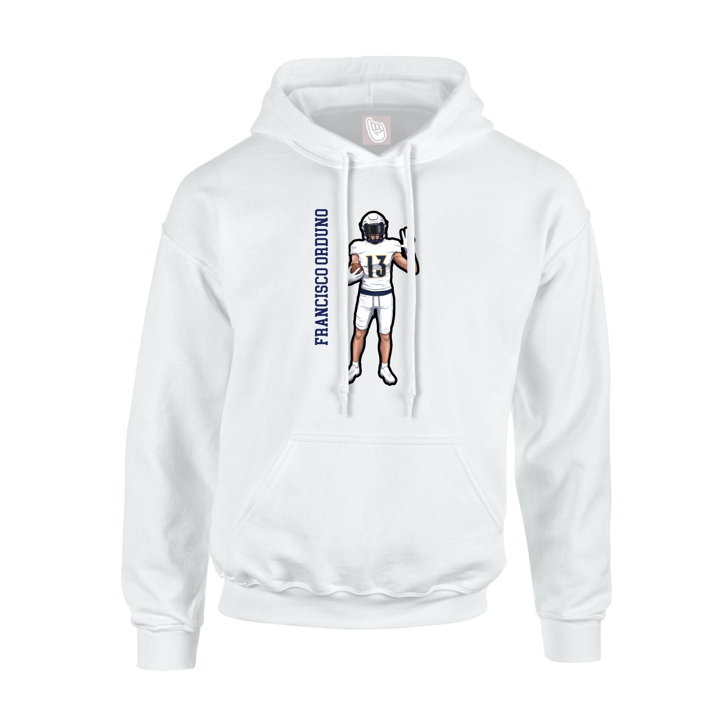 Youth Hoodie — Name Vertical in White