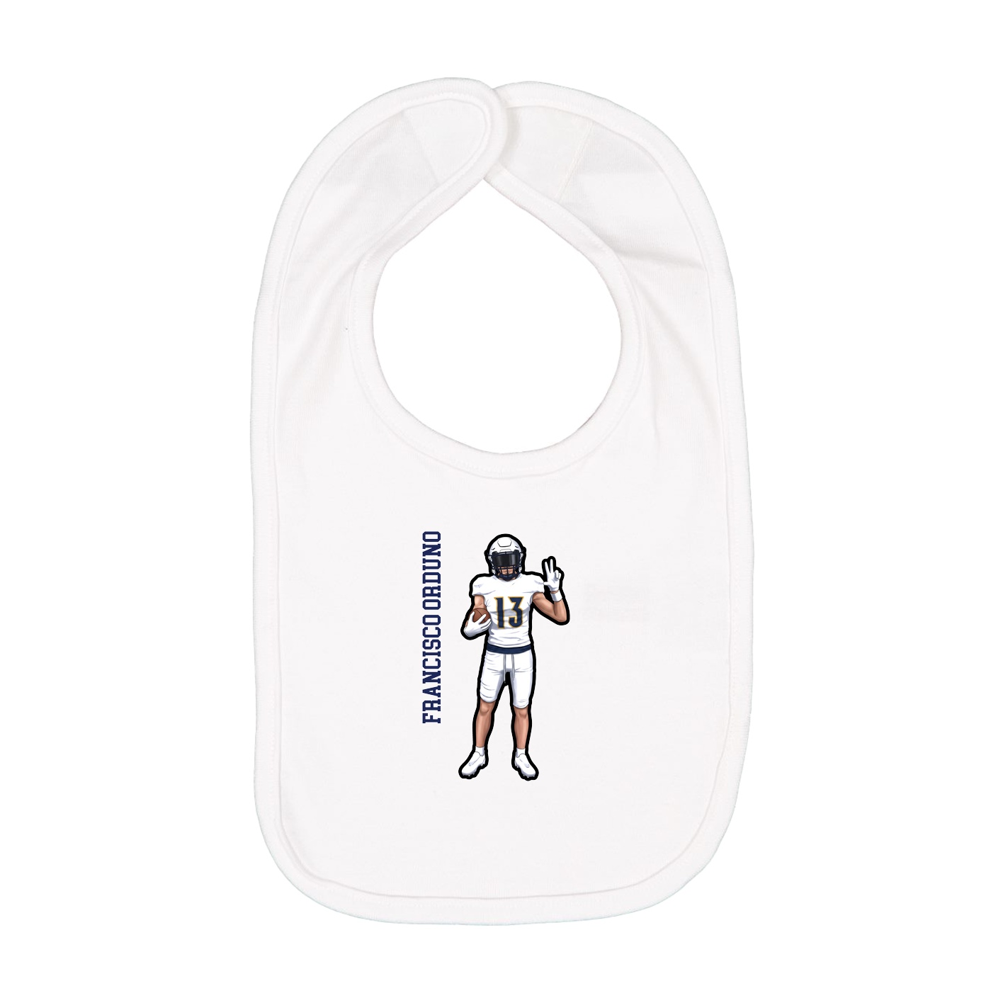 Infant Bib — Name Vertical in White