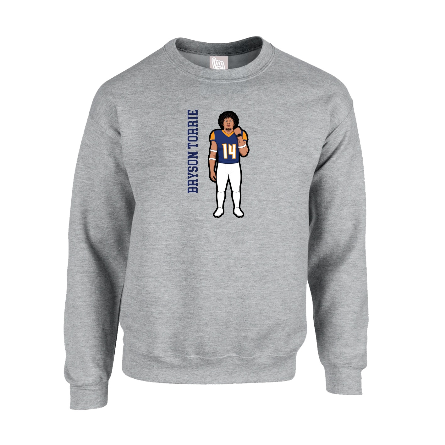 Fleece Crew — Name Vertical in Grey