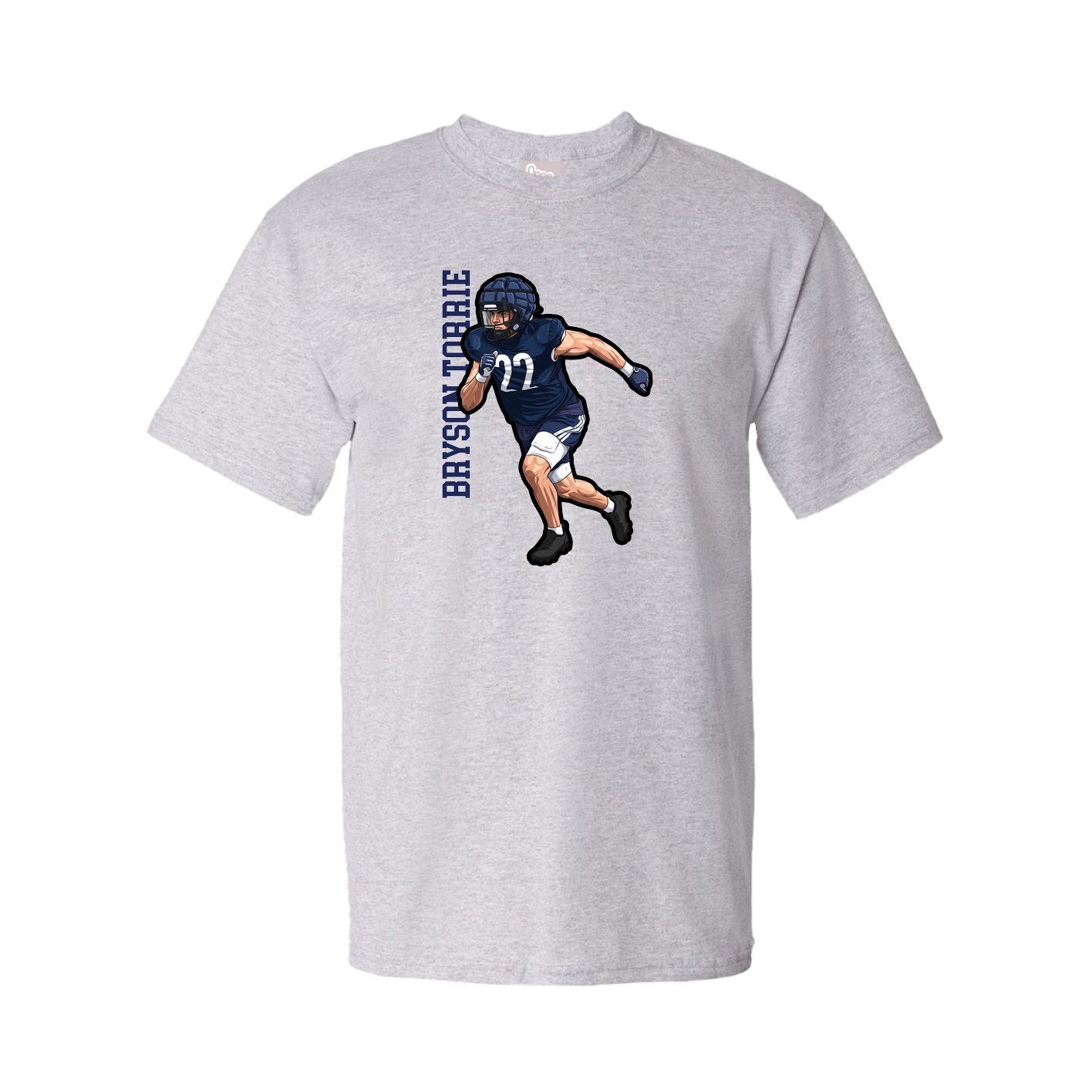 Youth Tee — Name Vertical in Grey