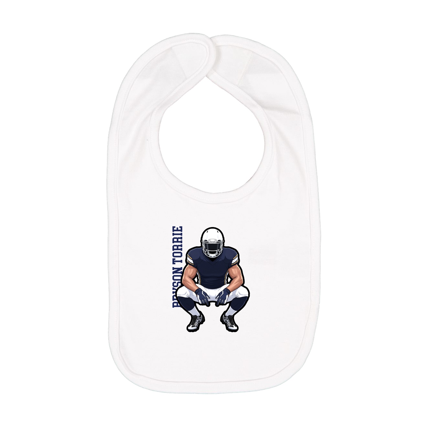 Infant Bib — Name Vertical in White