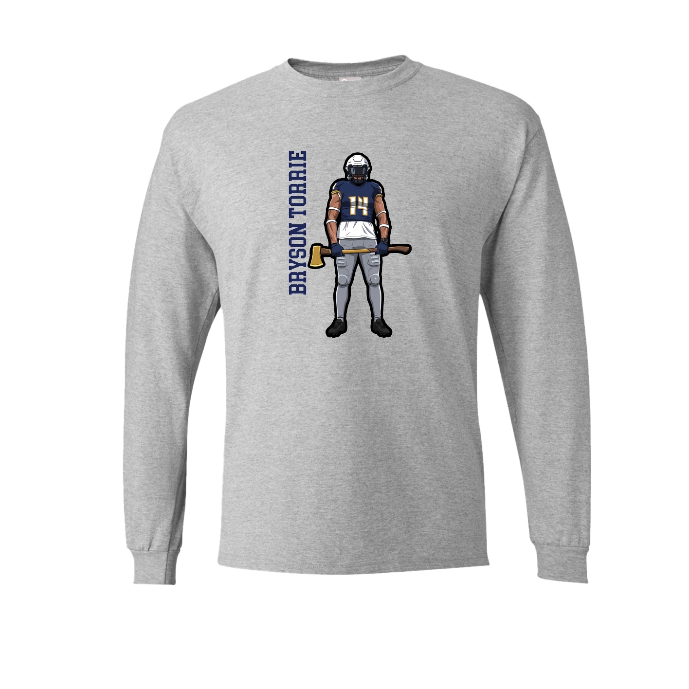 Long Sleeve Tee — Name Vertical in Grey