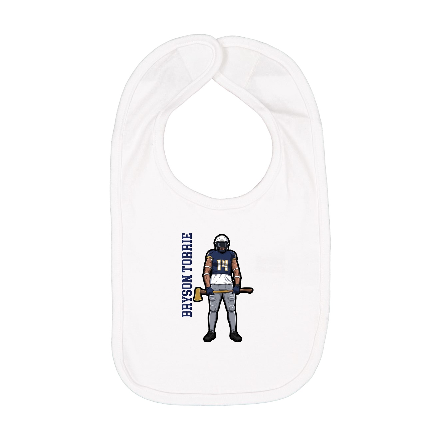 Infant Bib — Name Vertical in White
