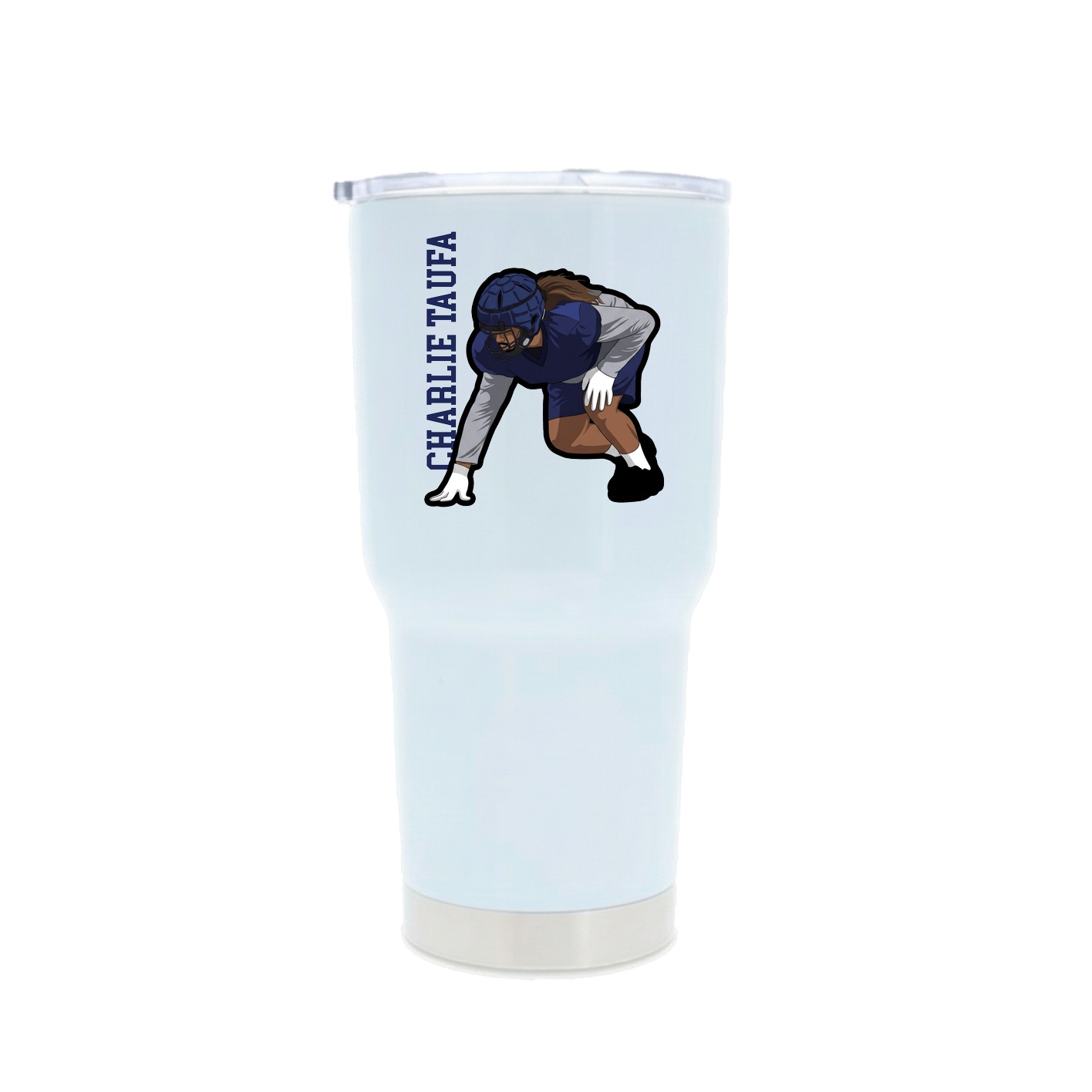 30oz Stainless Steel Tumbler — Name Vertical in White