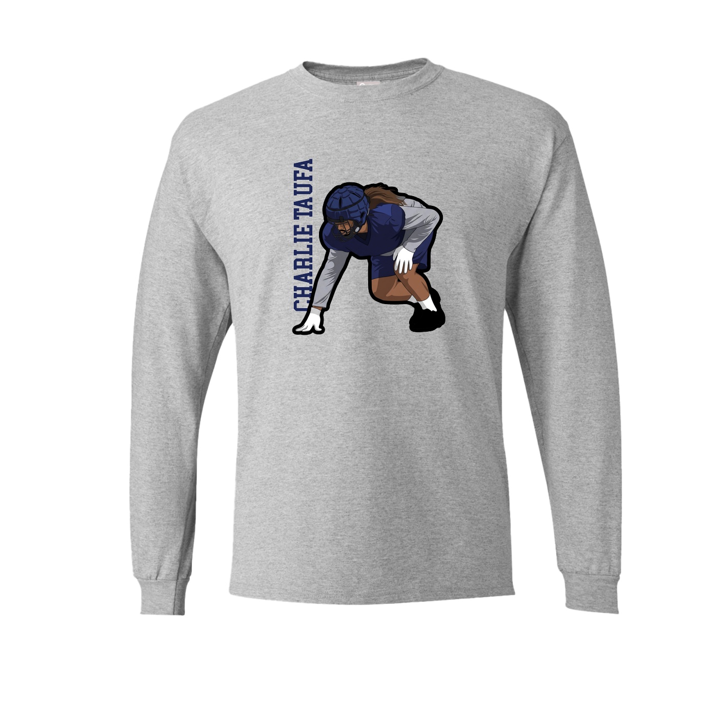 Long Sleeve Tee — Name Vertical in Grey