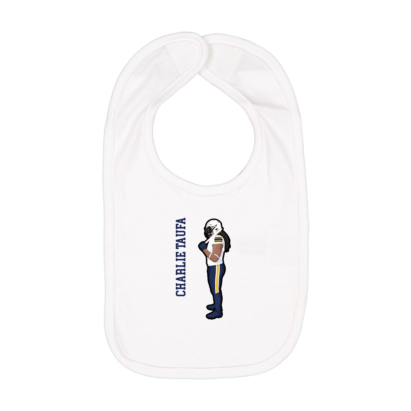 Infant Bib — Name Vertical in White