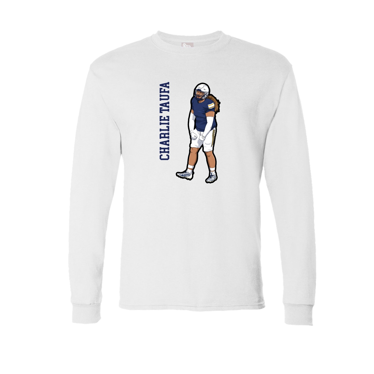 Long Sleeve Tee — Name Vertical in White