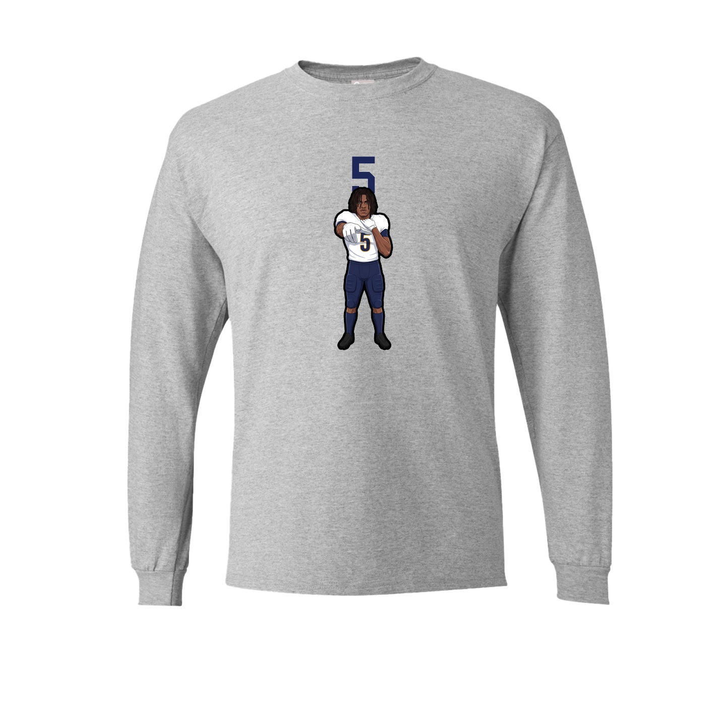 Long Sleeve Tee — Number Top in Grey