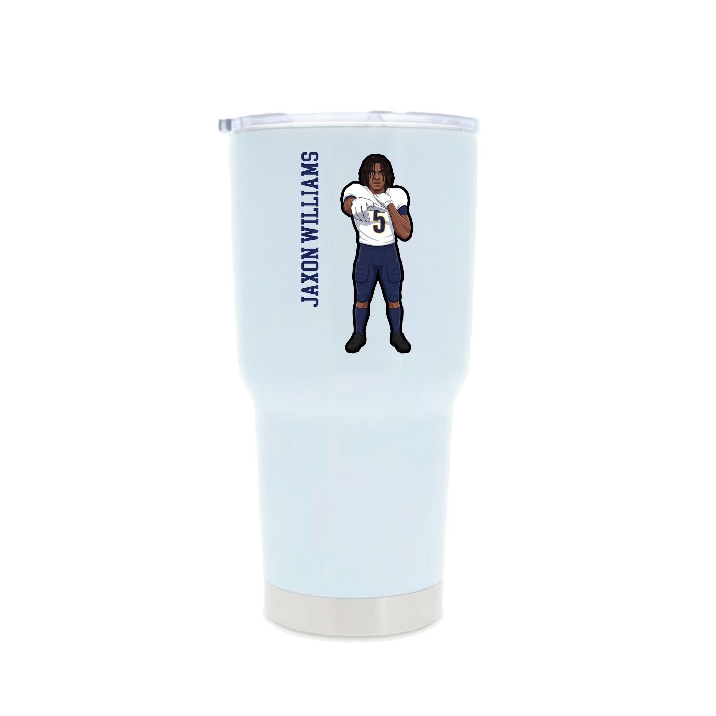 30oz Stainless Steel Tumbler — Name Vertical in White