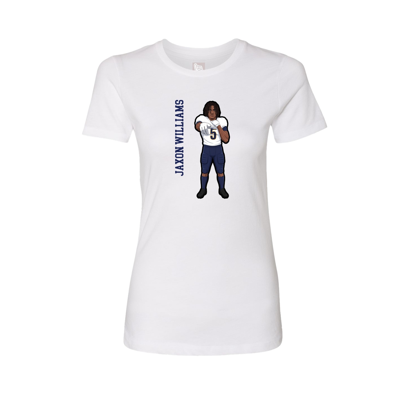 Fitted Women's Tee — Name Vertical in White