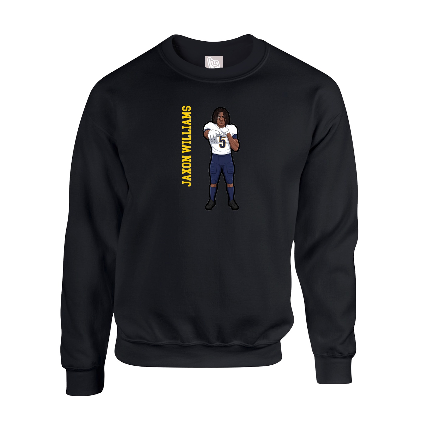 Fleece Crew — Name Vertical in Black