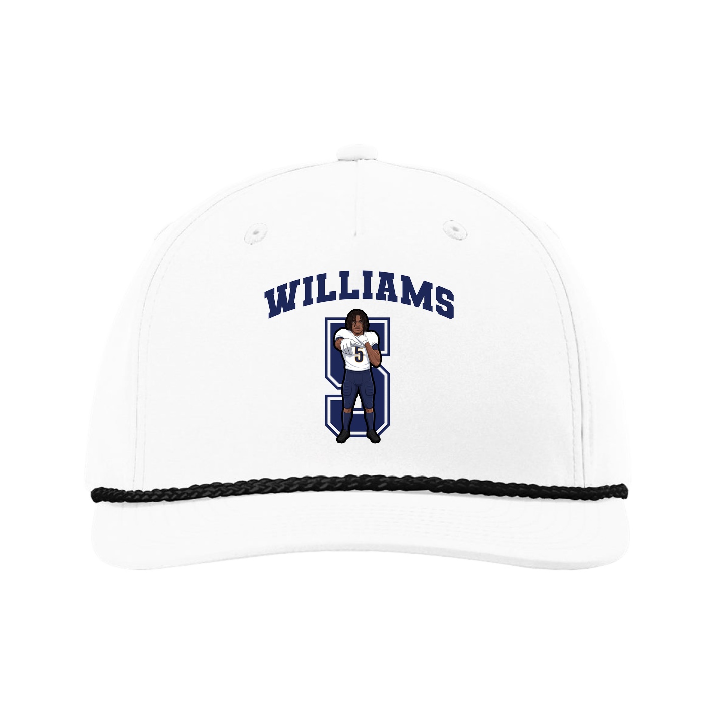 Five-Panel Classic Rope Cap — Number in White