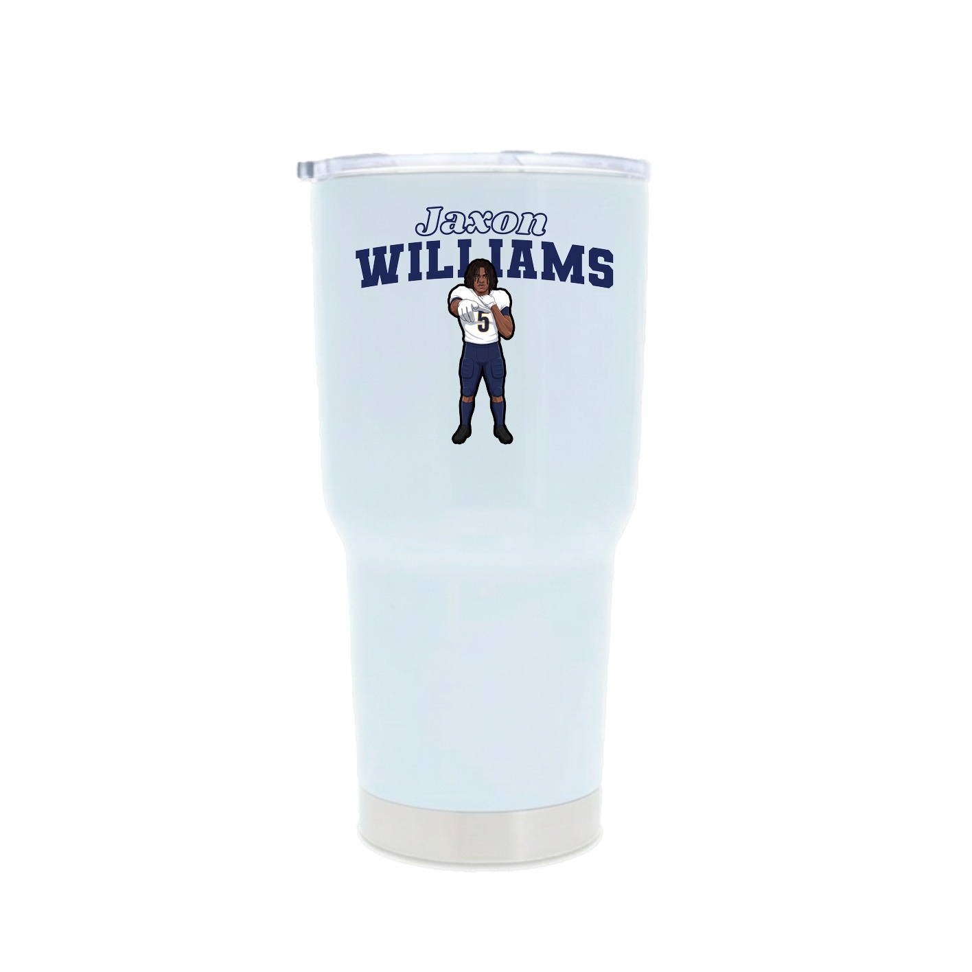 30oz Stainless Steel Tumbler — Name Arch in White