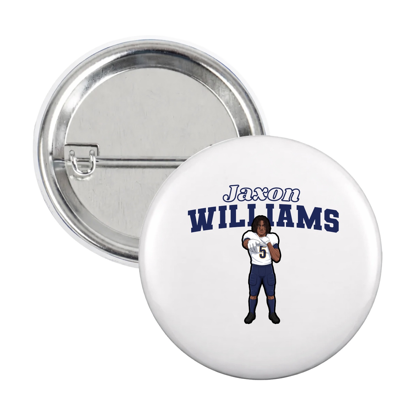 Game Day Button — Name Arch in White