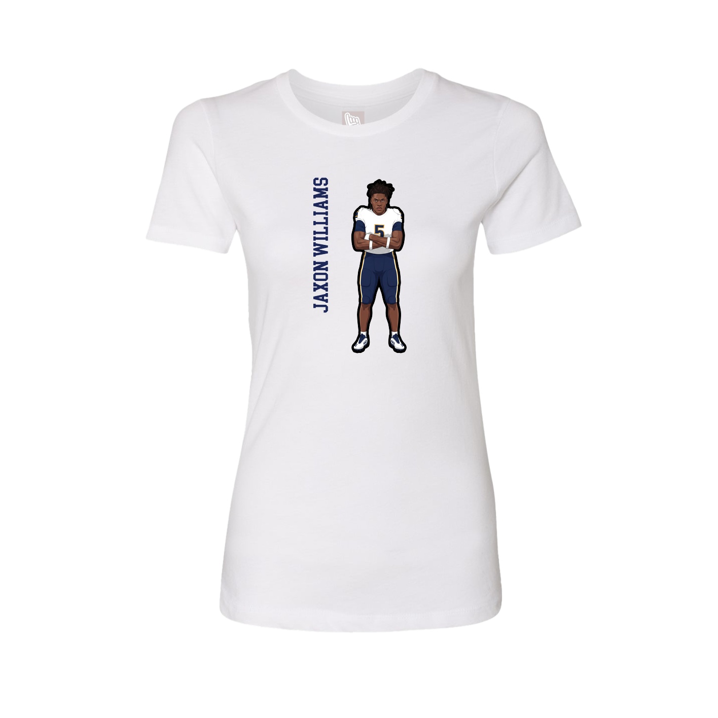 Fitted Women's Tee — Name Vertical in White