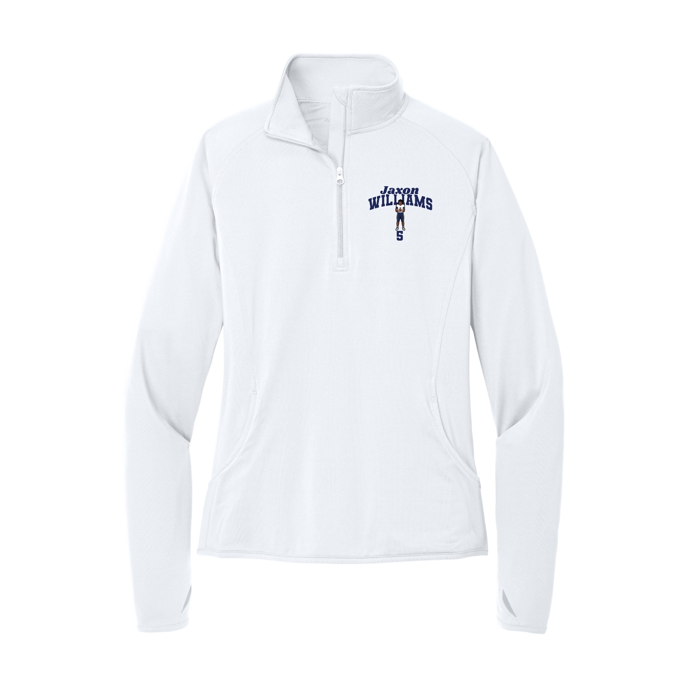 Women's Q-Zip Pullover — Signature Arch in White