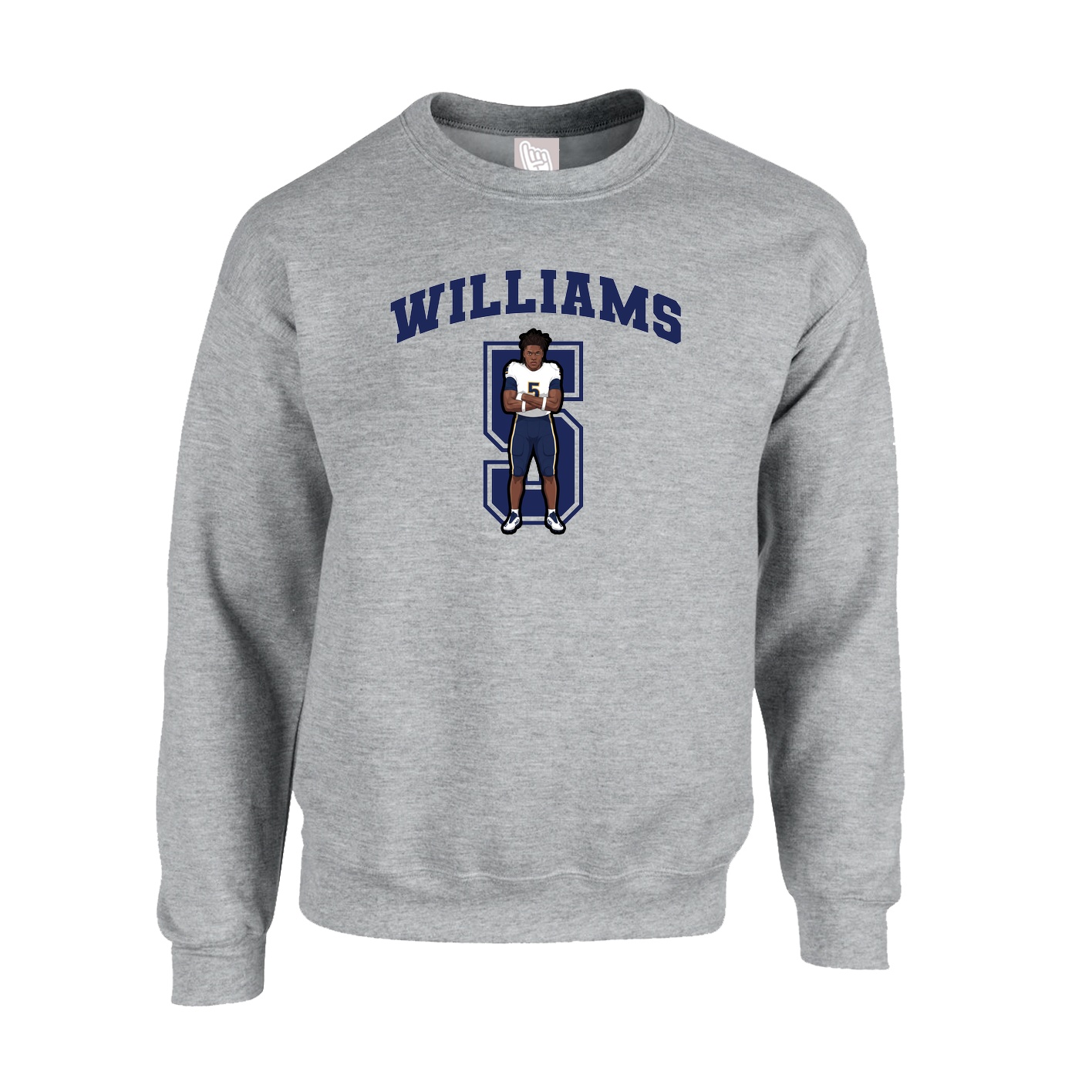 Fleece Crew — Number in Grey