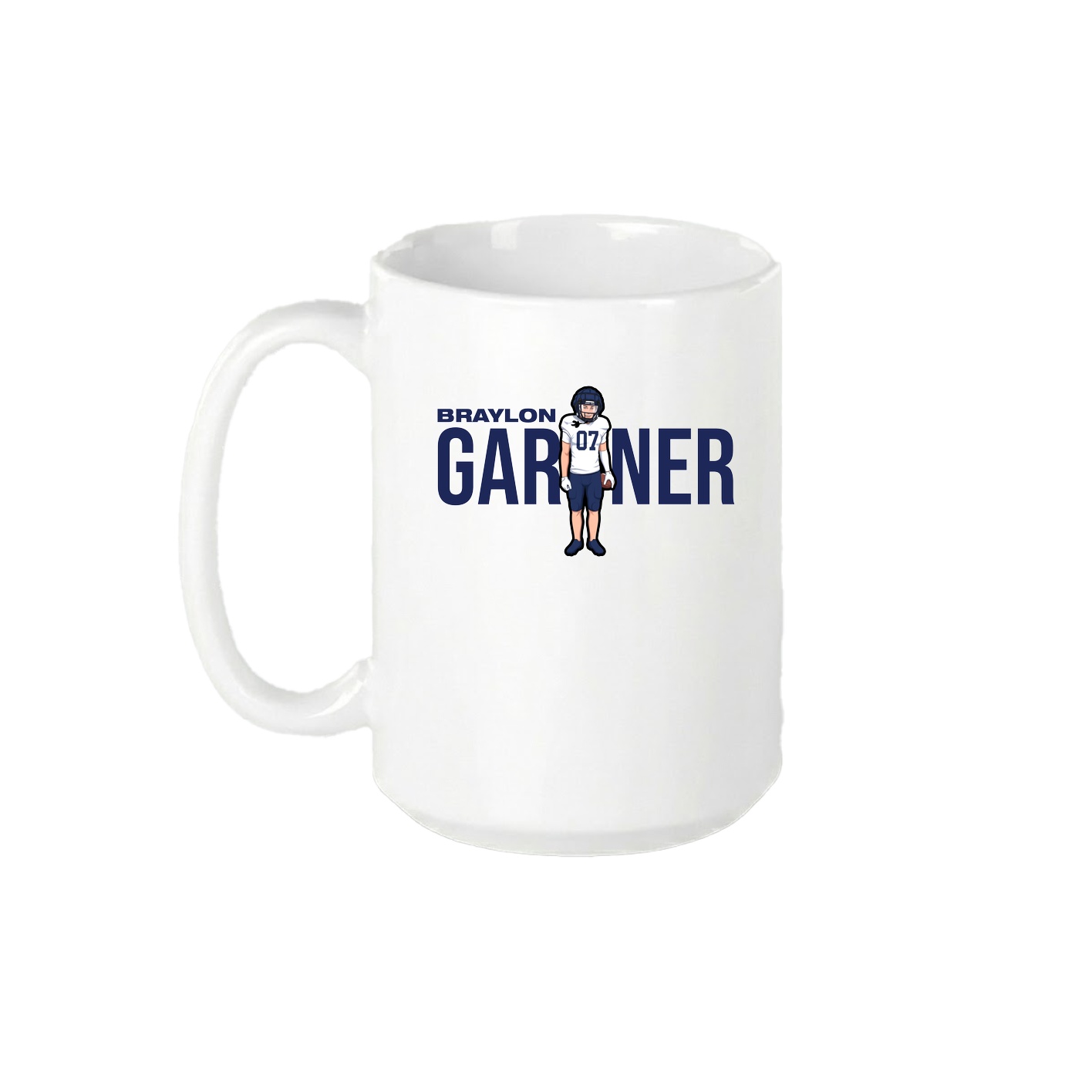 15oz Coffee Mug — Player Name in White