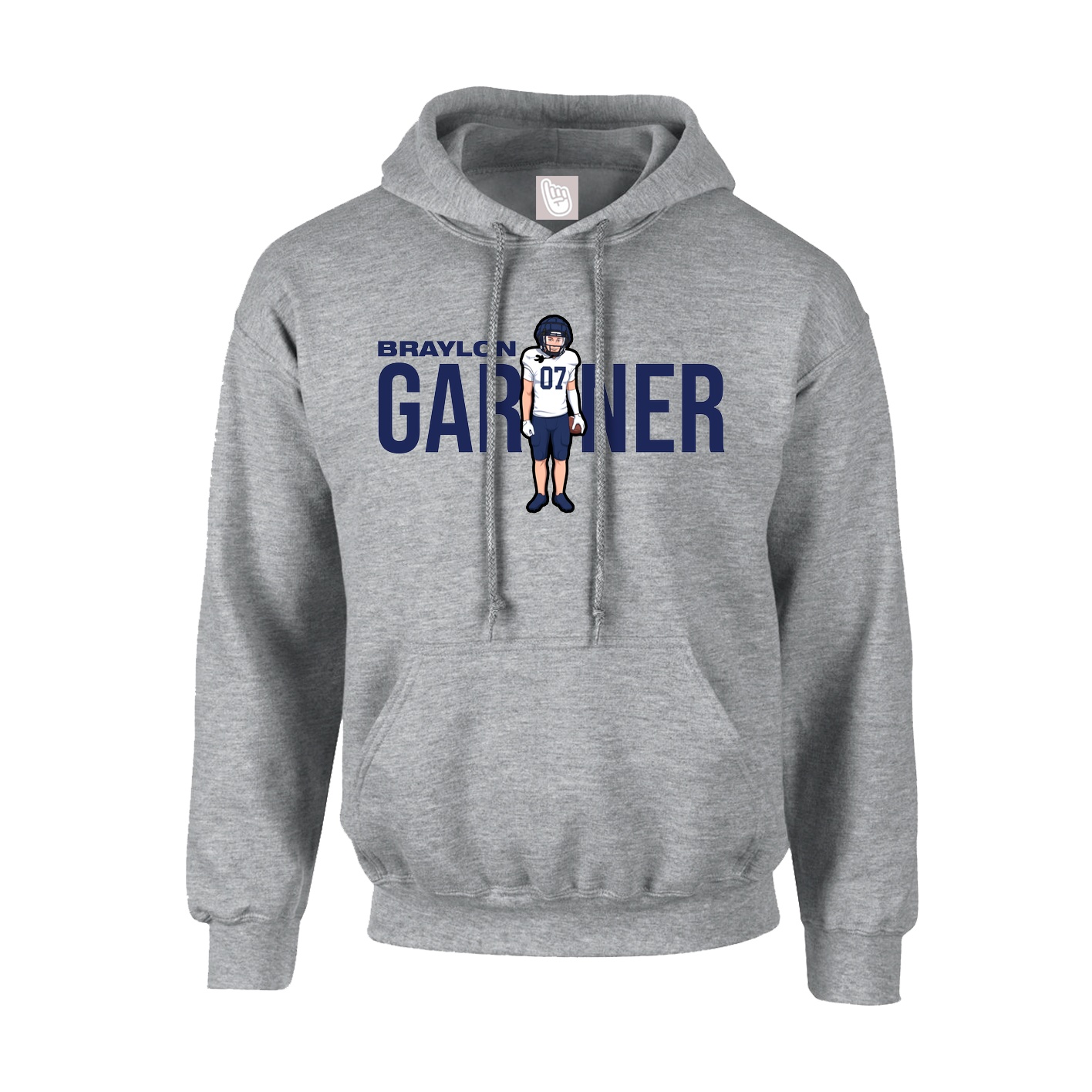 Youth Hoodie — Player Name in Grey
