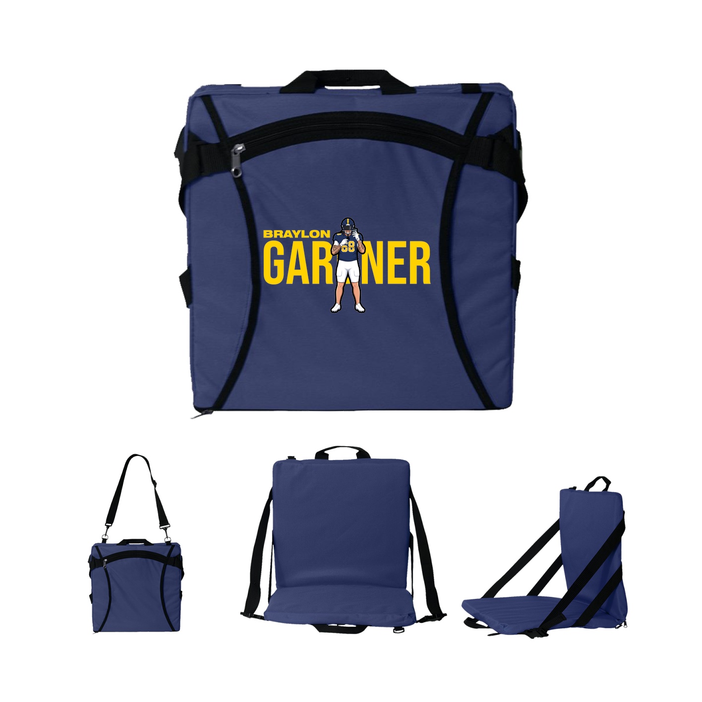 Folding Stadium Seat — Player Name in Navy