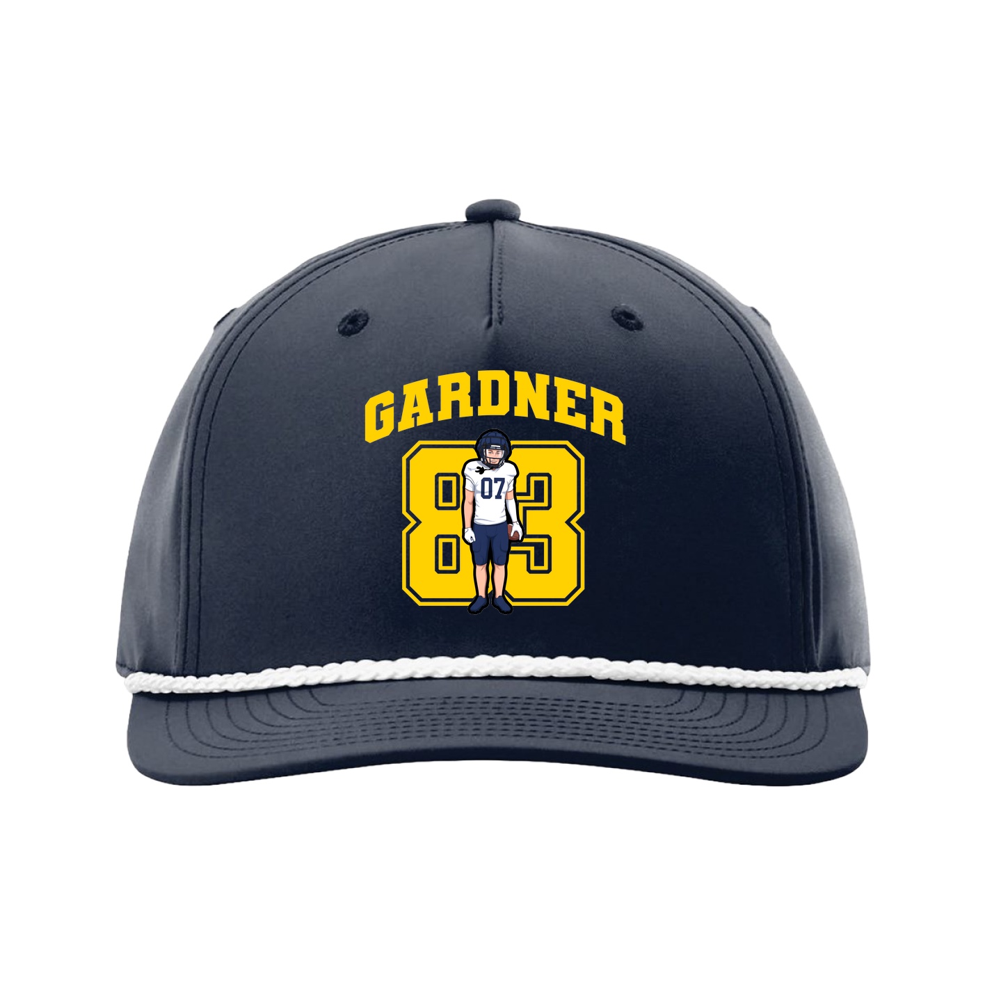 Five-Panel Classic Rope Cap — Number in Navy