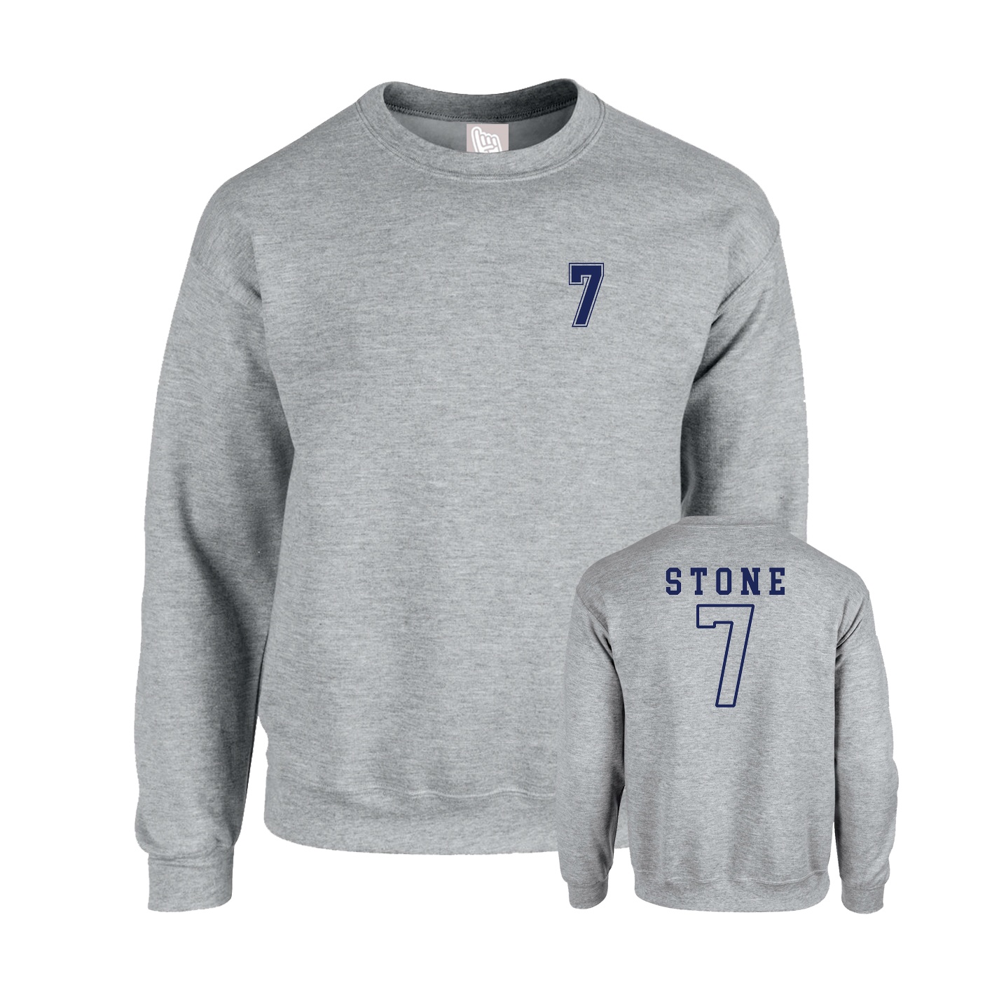 Fleece Crew — Chest Back in Grey