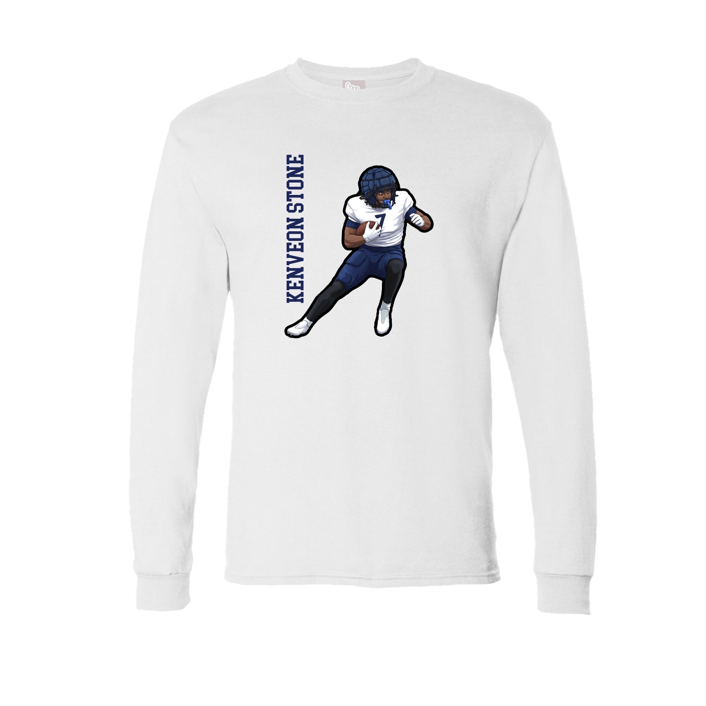 Long Sleeve Tee — Name Vertical in White
