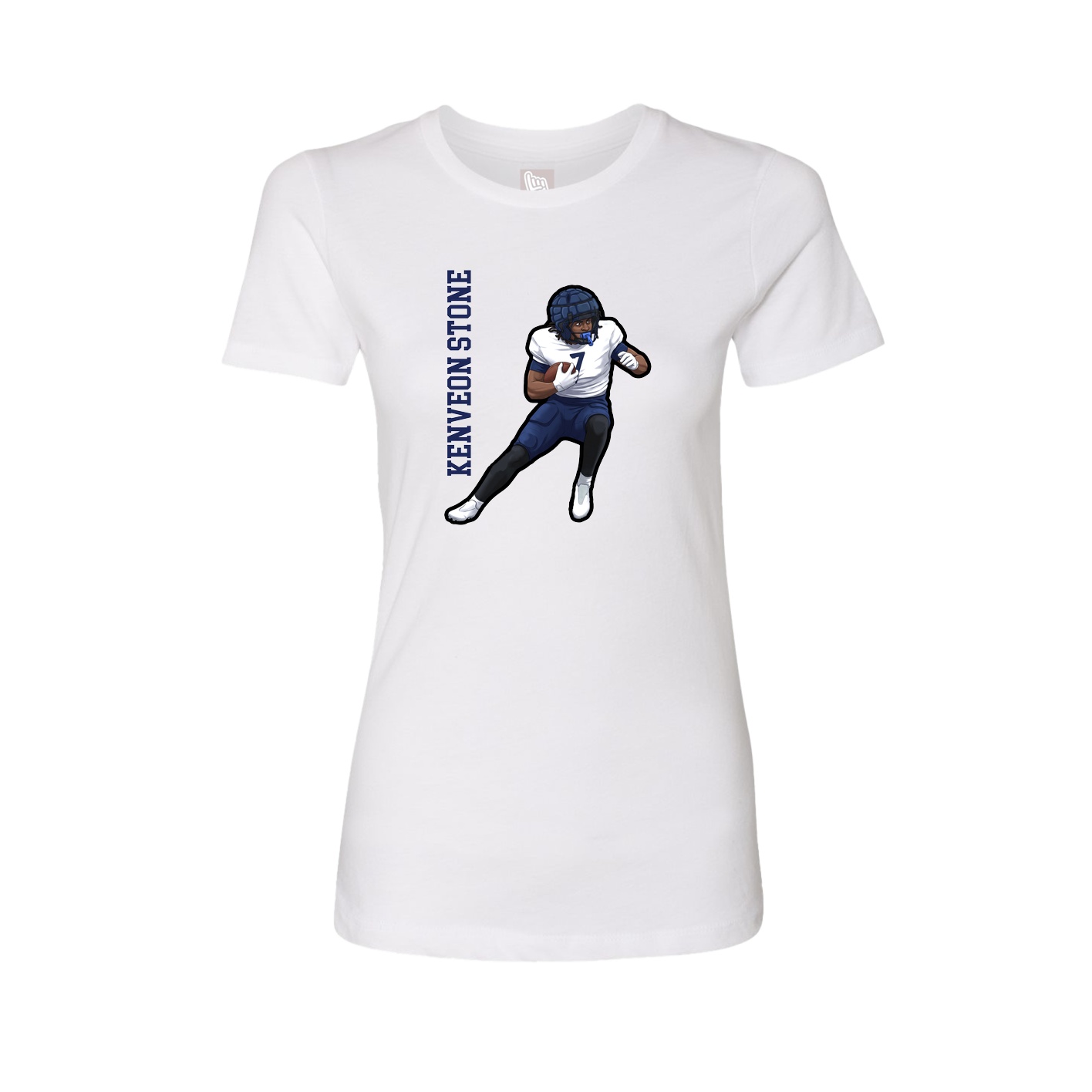 Fitted Women's Tee — Name Vertical in White