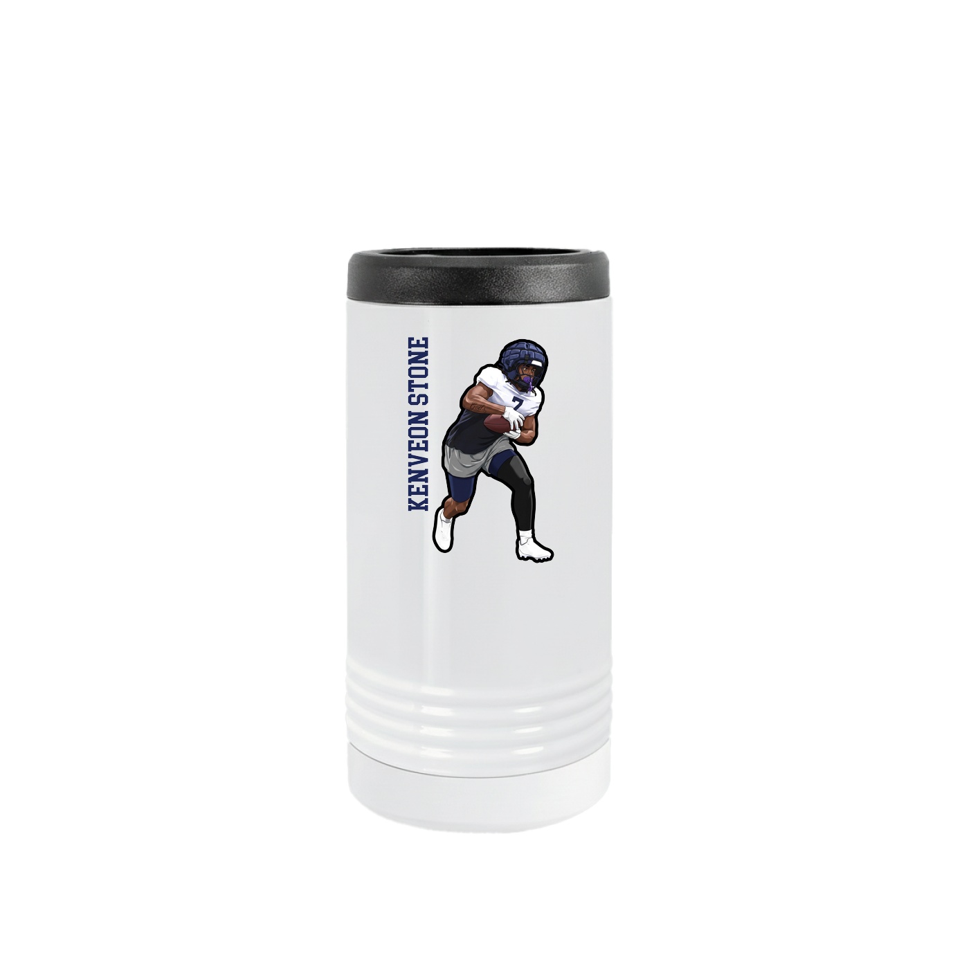 Slim Beverage Holder — Name Vertical in White