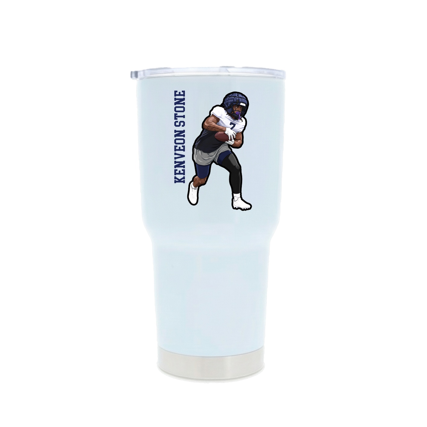 30oz Stainless Steel Tumbler — Name Vertical in White