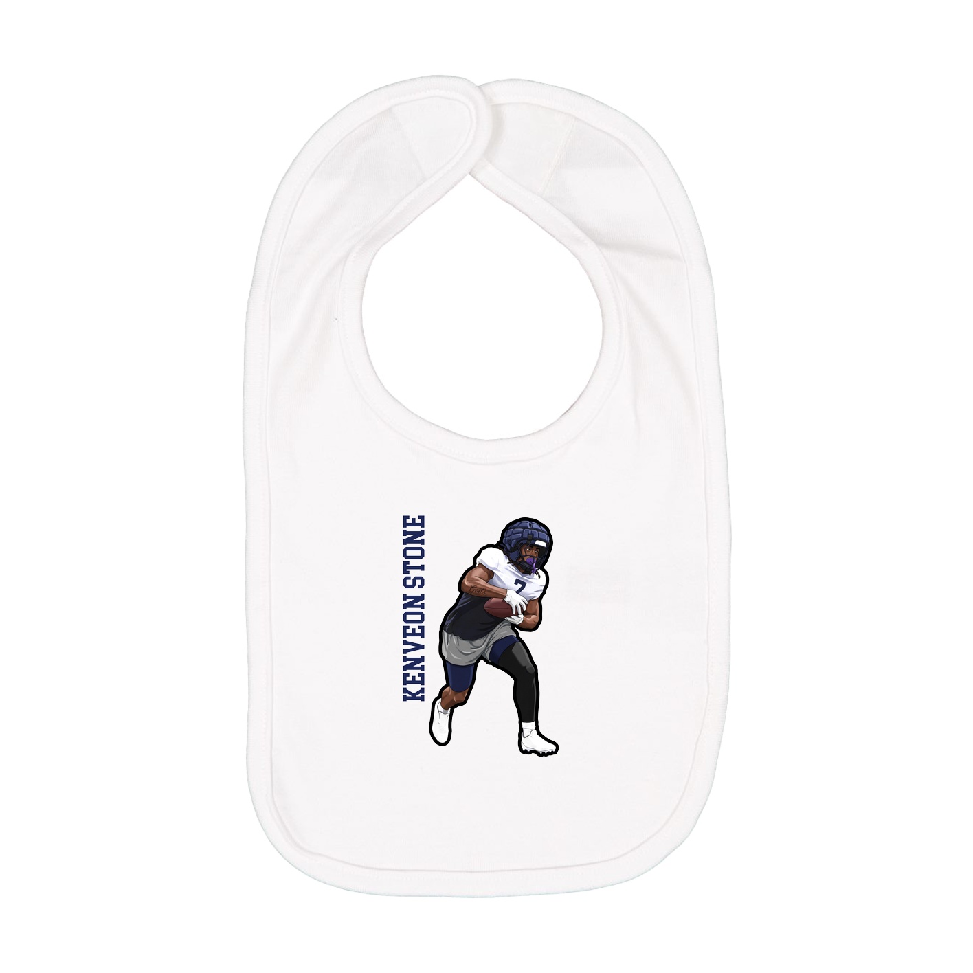 Infant Bib — Name Vertical in White