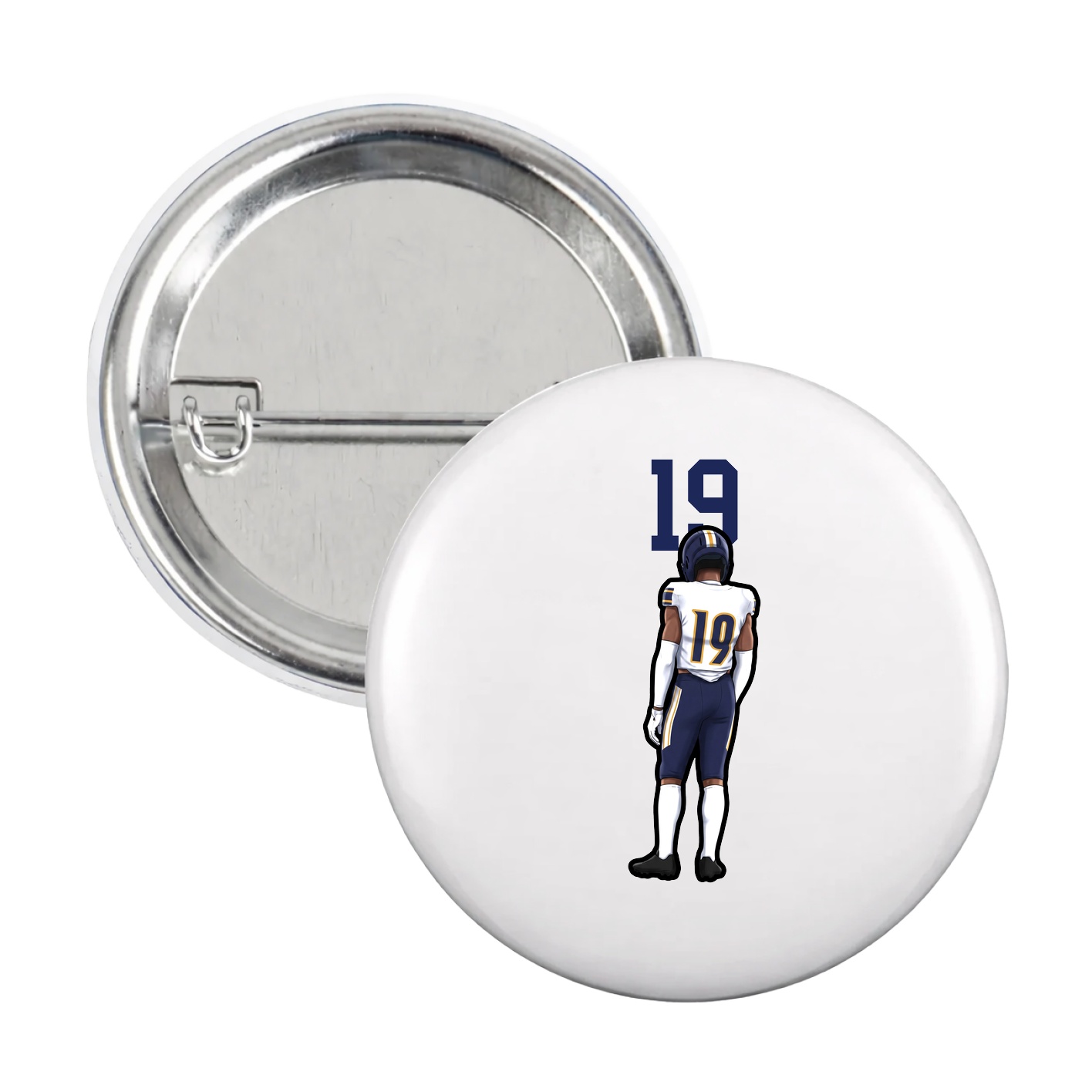 Game Day Button — Number Top in White