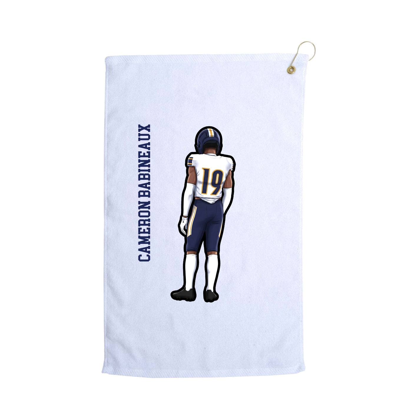 Golf Towel — Name Vertical in White