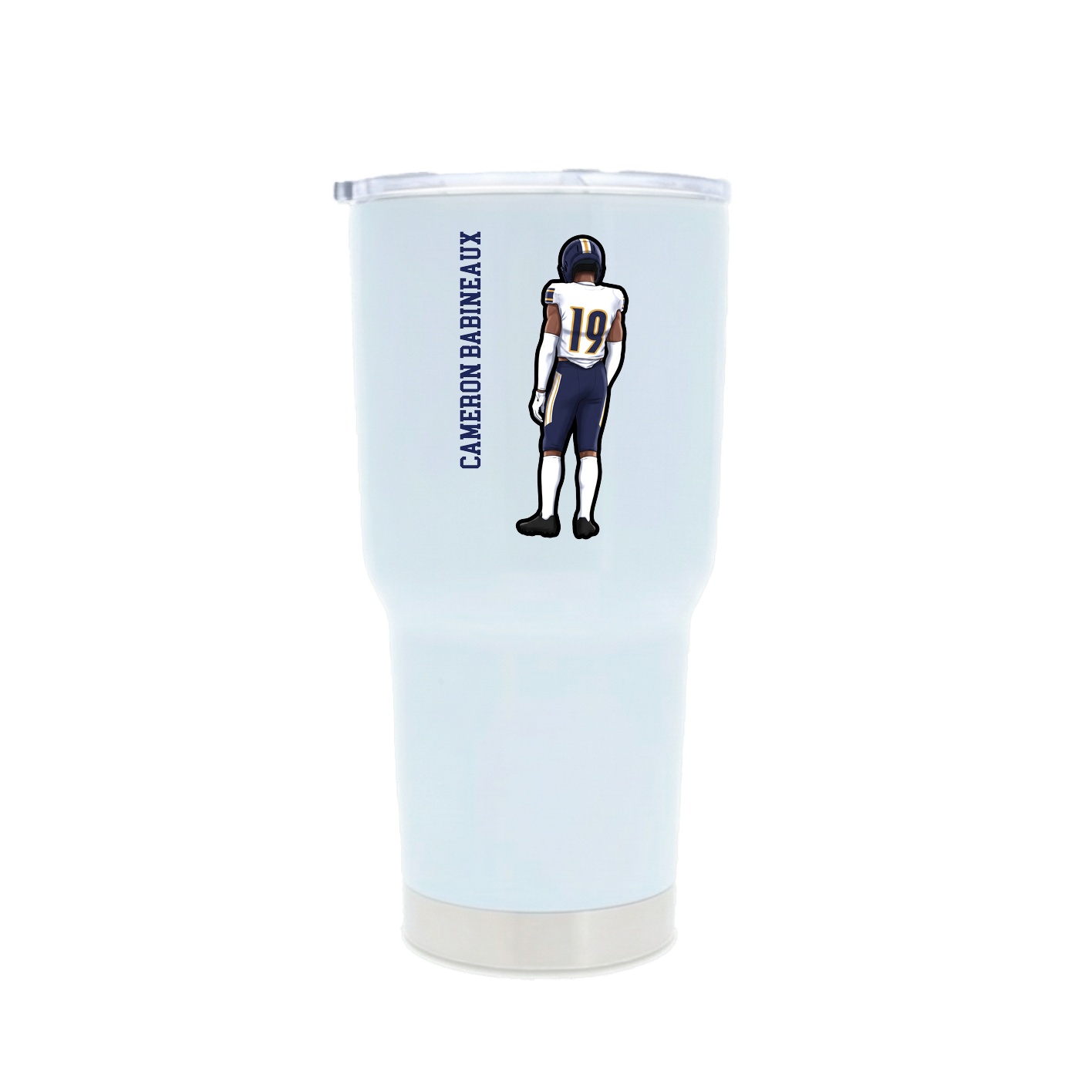 30oz Stainless Steel Tumbler — Name Vertical in White