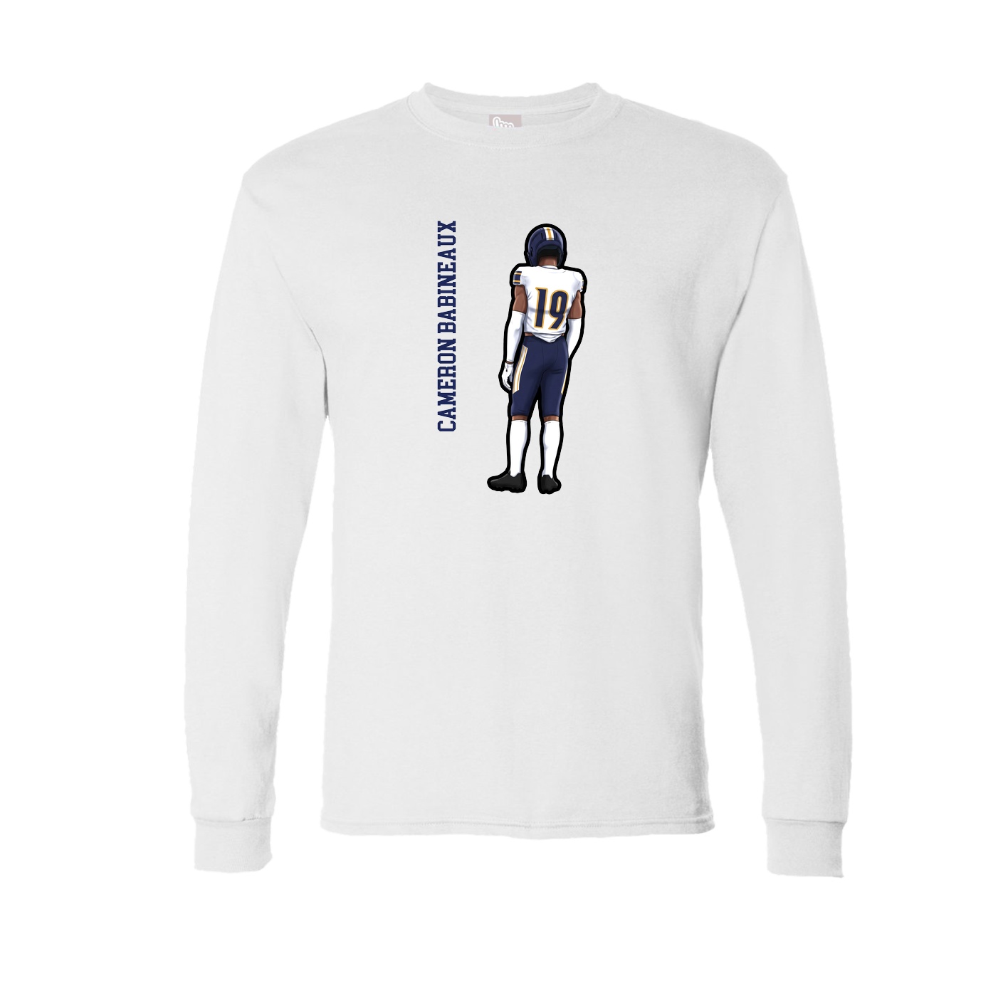 Long Sleeve Tee — Name Vertical in White