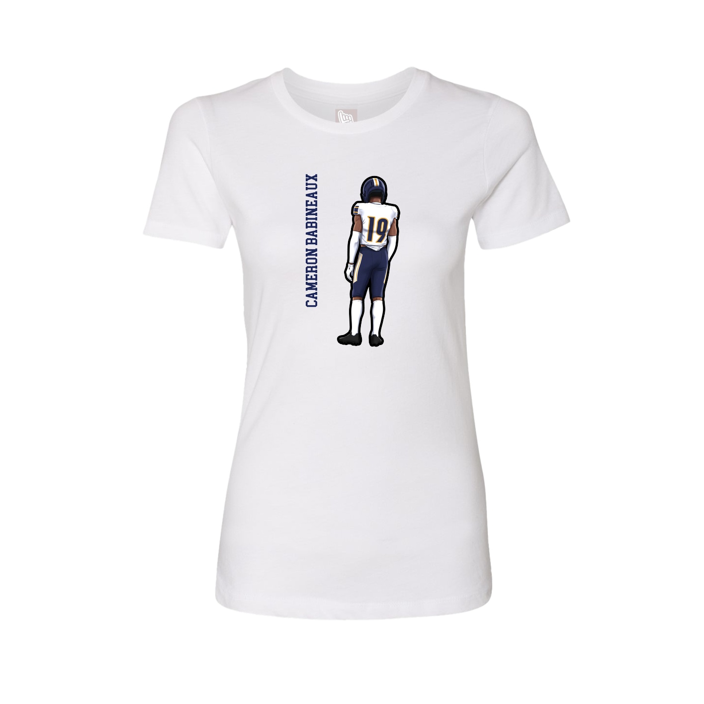 Fitted Women's Tee — Name Vertical in White