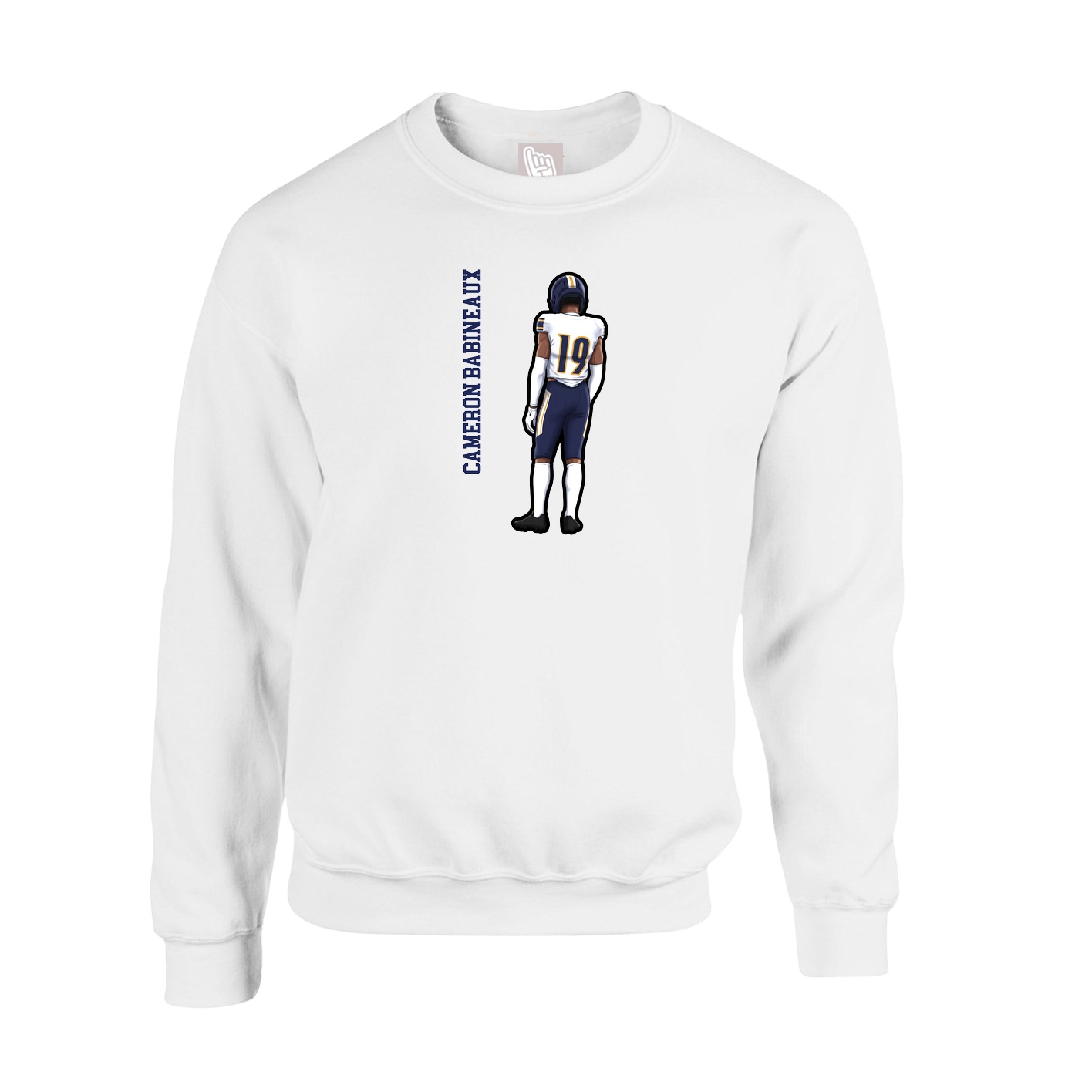 Fleece Crew — Name Vertical in White