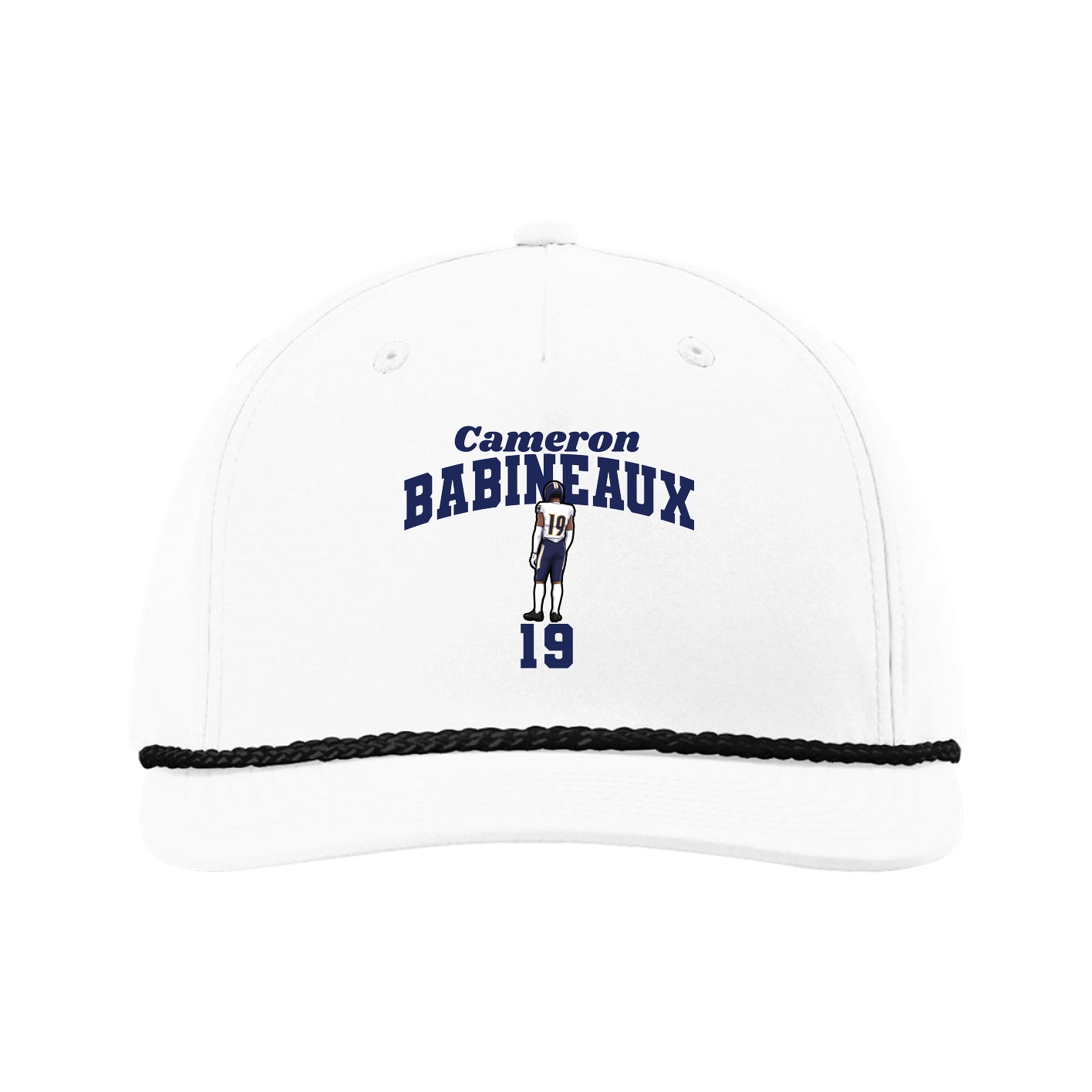 Five-Panel Classic Rope Cap — Signature Arch in White
