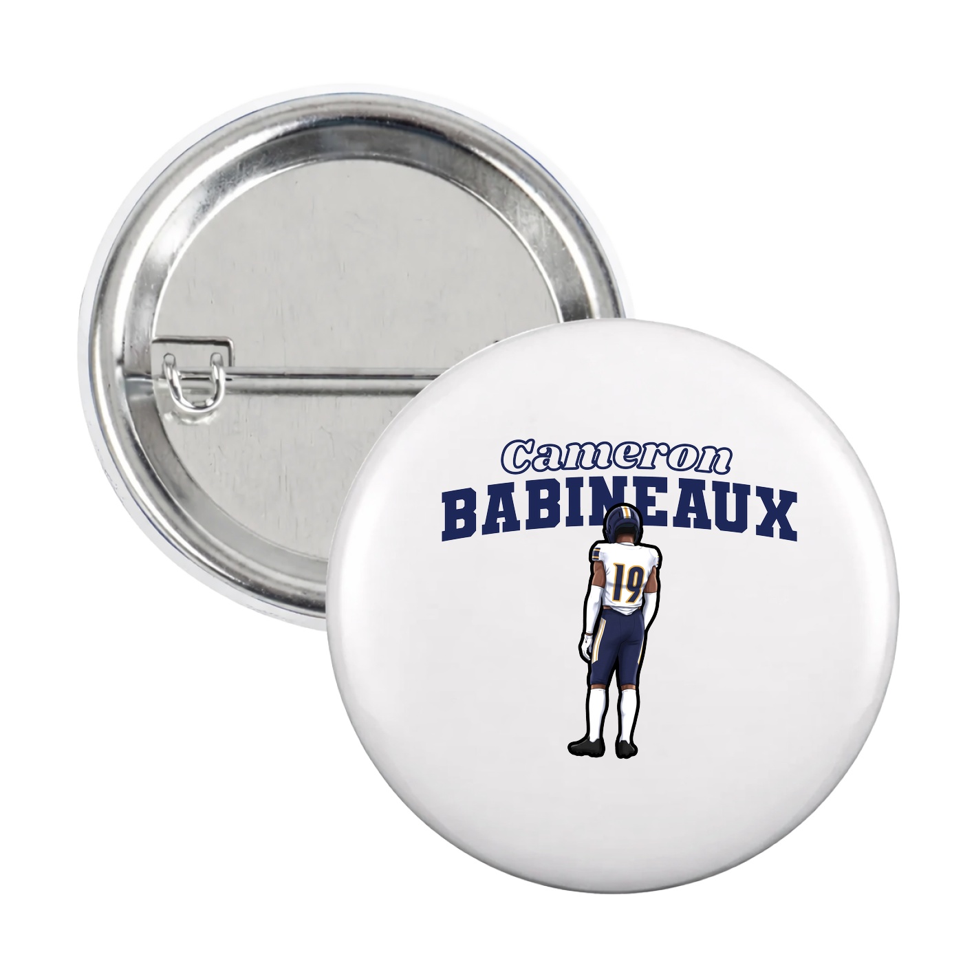 Game Day Button — Name Arch in White