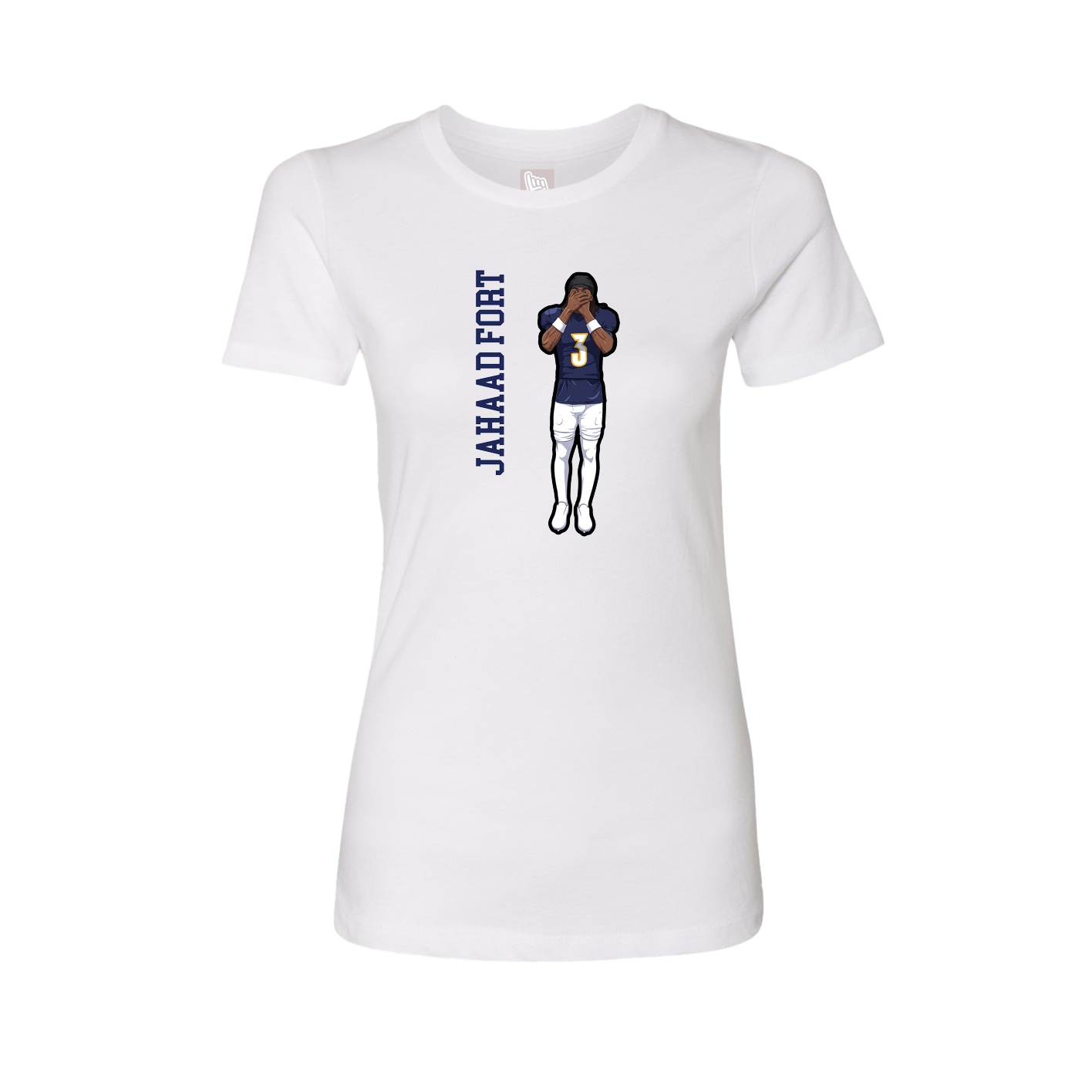 Fitted Women's Tee — Name Vertical in White