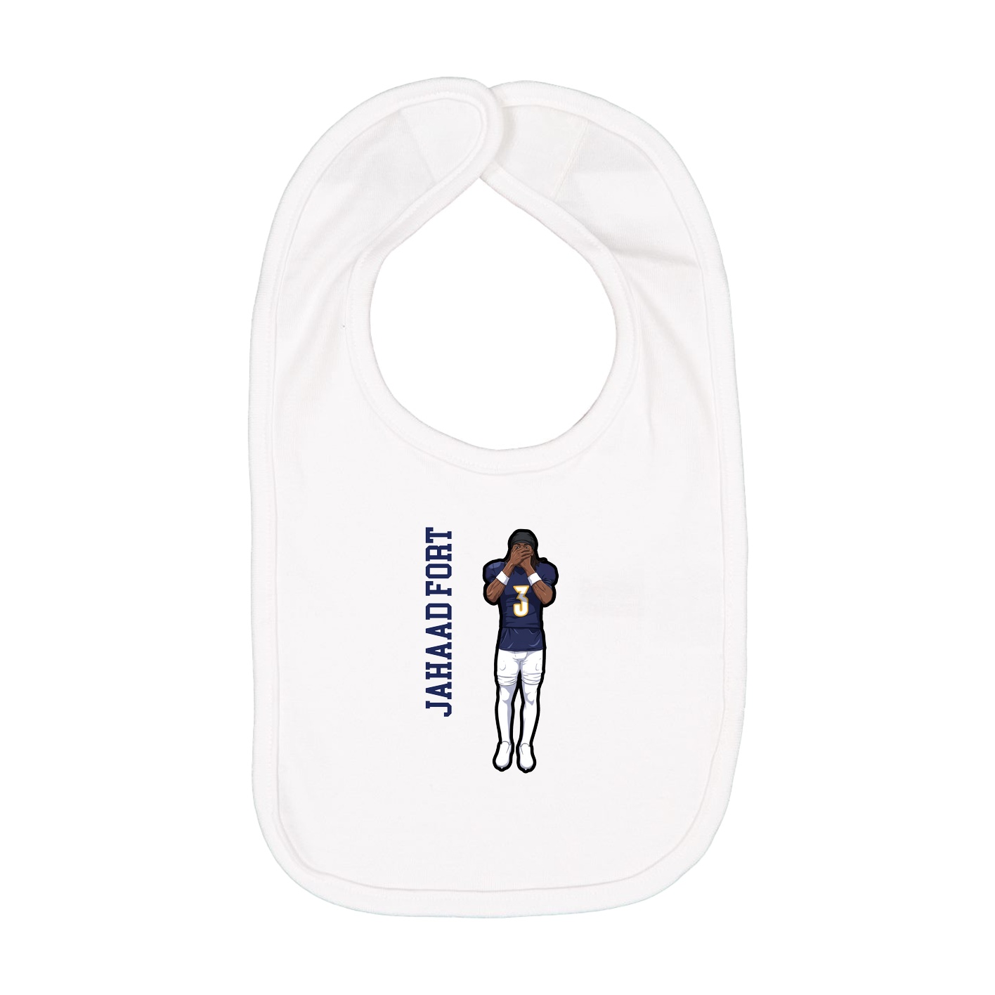 Infant Bib — Name Vertical in White