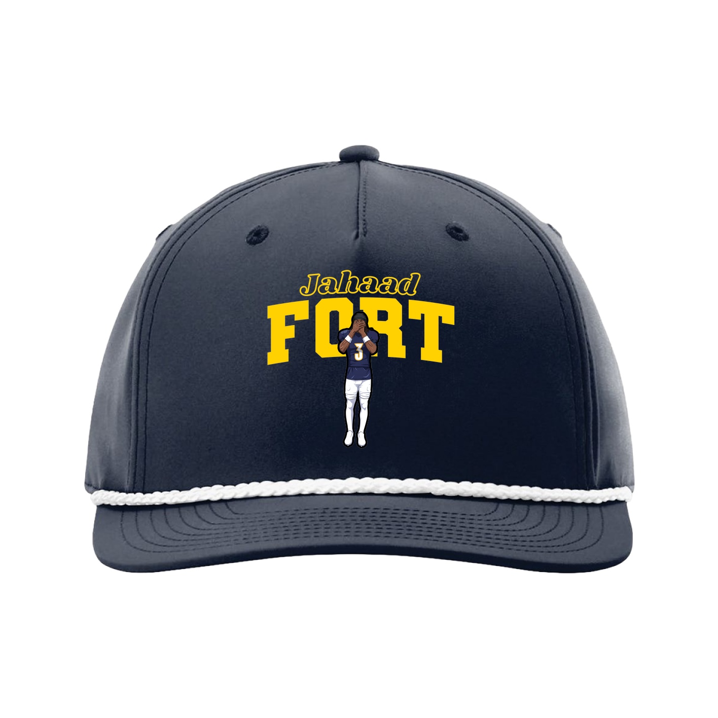 Five-Panel Classic Rope Cap — Name Arch in Navy