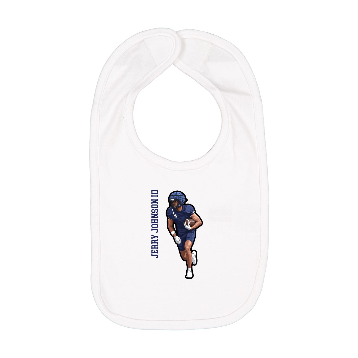 Infant Bib — Name Vertical in White