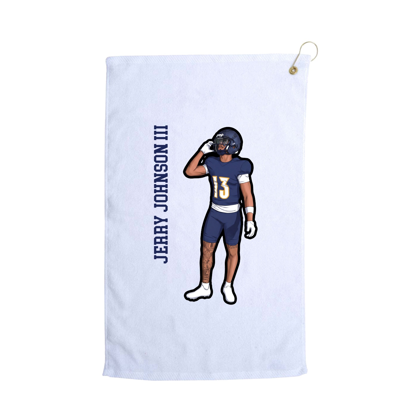 Golf Towel — Name Vertical in White