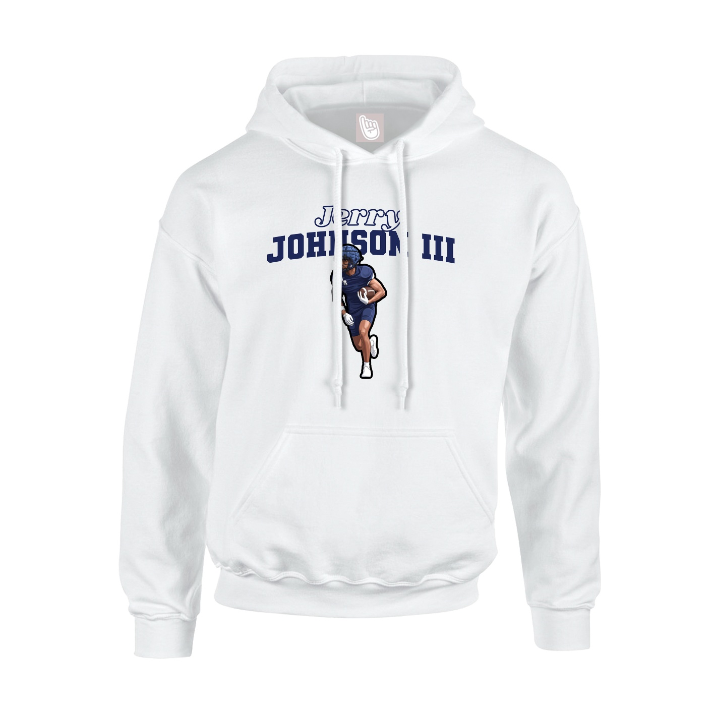 Youth Hoodie — Name Arch in White