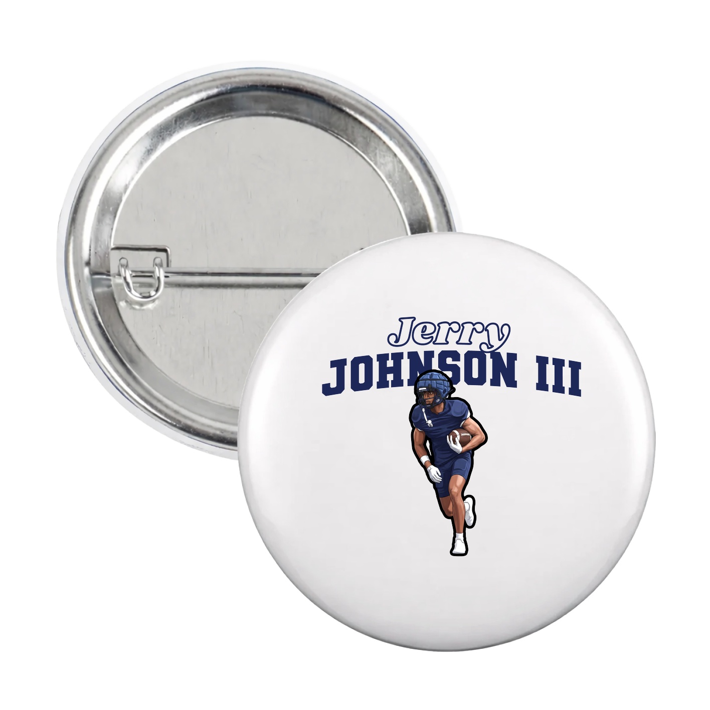 Game Day Button — Name Arch in White