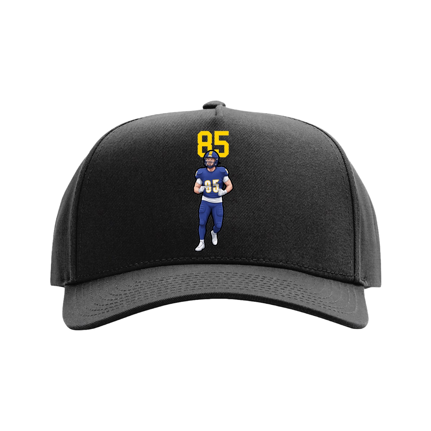 Full Fabric Five-Panel Champ Cap — Number Top in Black