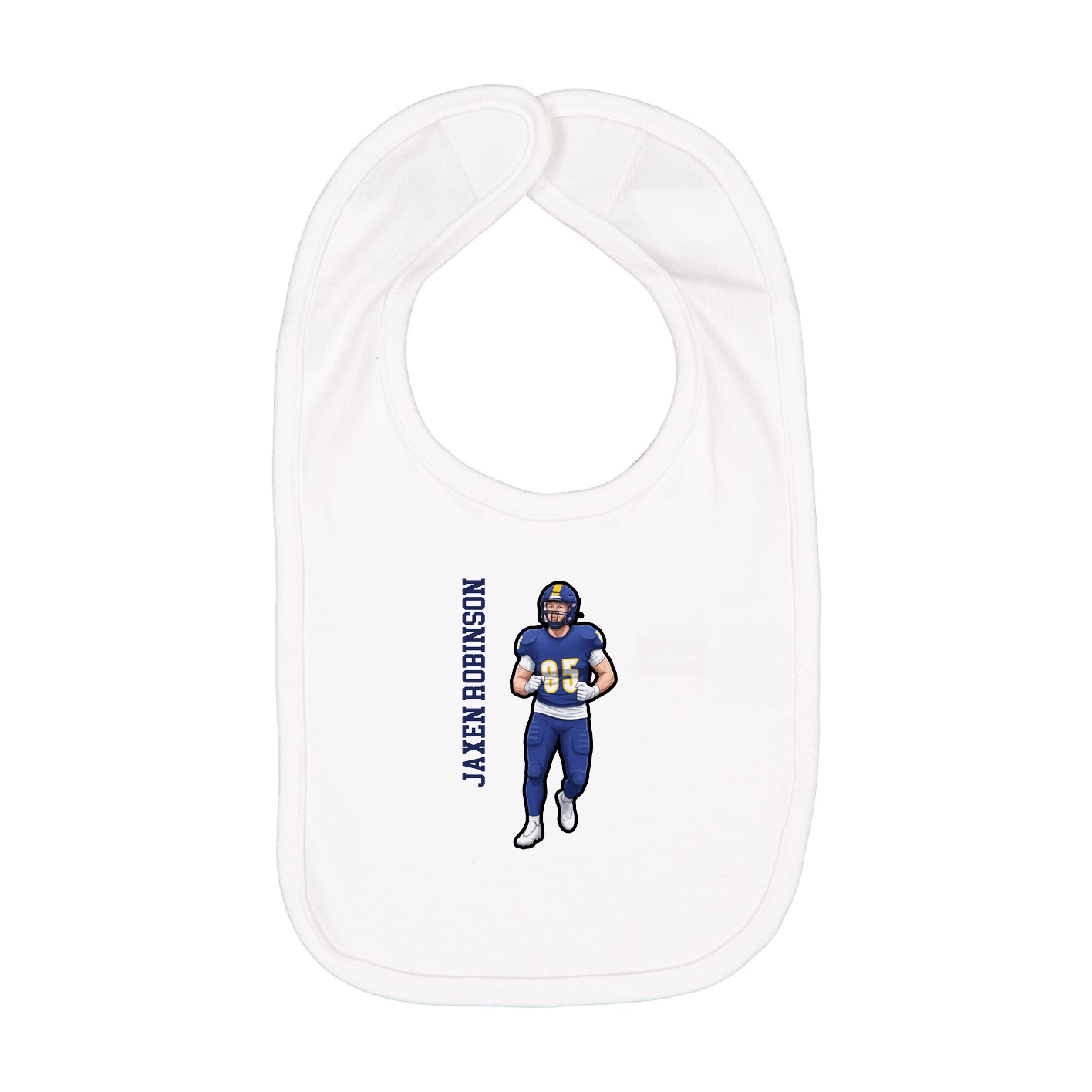 Infant Bib — Name Vertical in White